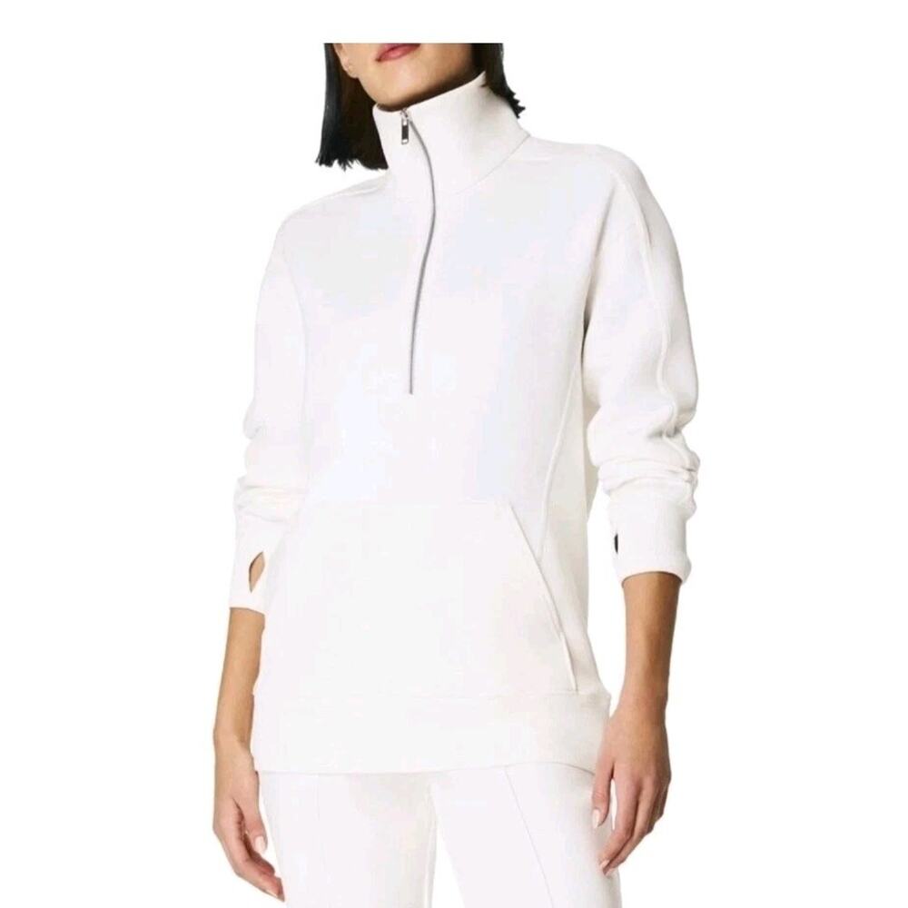 New With Tags Spanx Heavy Air Essentials Half Zip Tunic Powder Color Sz XS NWT